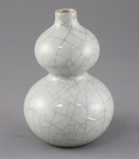 A Chinese crackle glaze double gourd vase, Qianlong seal mark but later, H.13.5cm